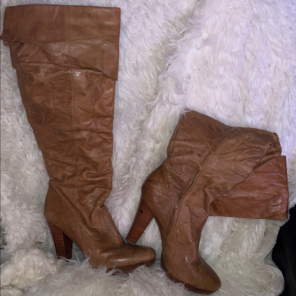 Women's leather, Tan Knee-High Jessica Simpson boots